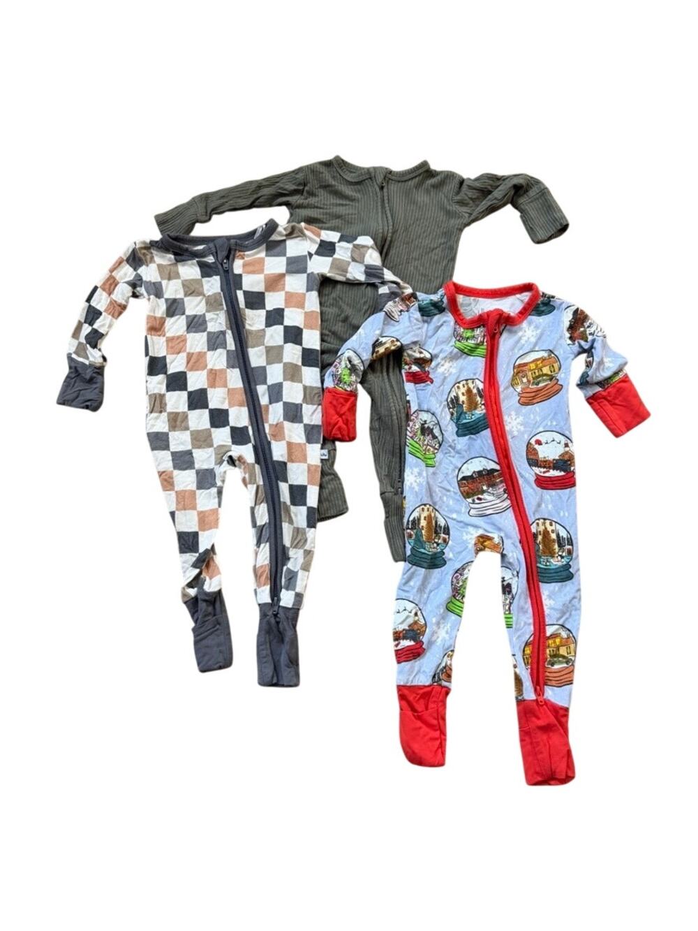Will and Wren Lot of 3 One Pieces Bamboo 0-3mos Holiday Unisex